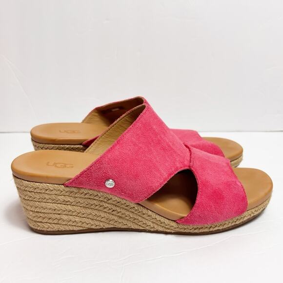 UGG AUSTRALIA WOMEN'S EIRENE WEDGE STRAWBERRY SORBET SUEDE SIZE 10 NO BOX - Picture 2 of 6